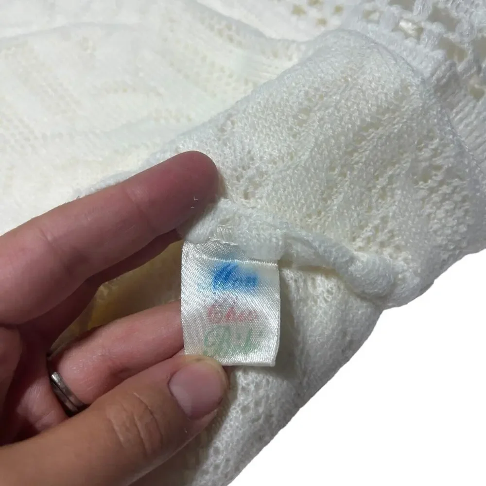 Vintage Acrylic Baby Blanket With Hood Fringe Mon Chic Bebe Made In Lebanon